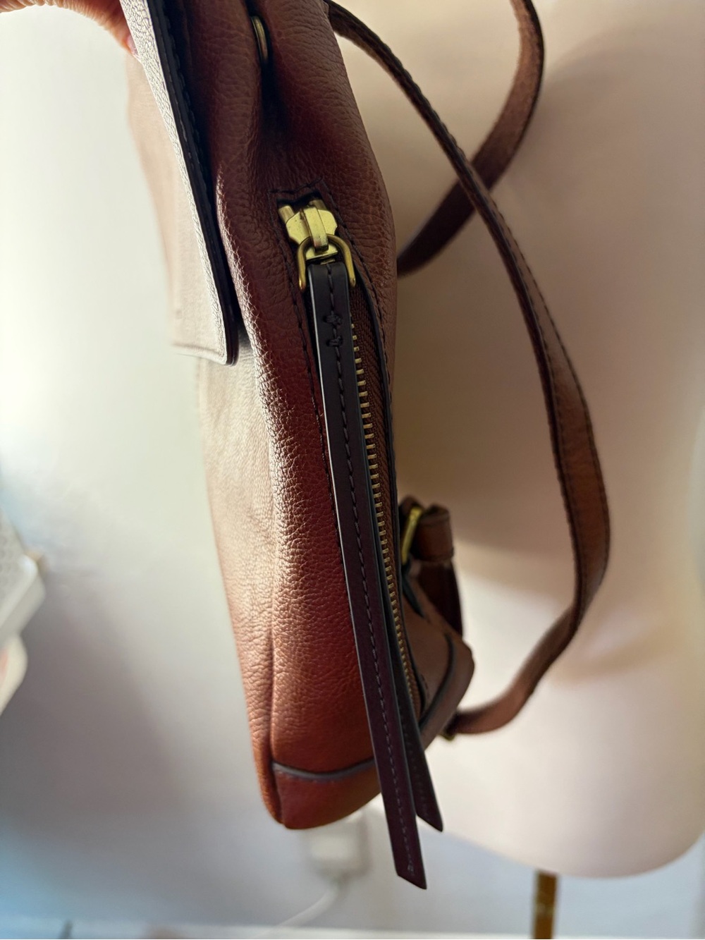 Fossil Claire Chestnut Brown Leather Backpack - Picture 10 of 11